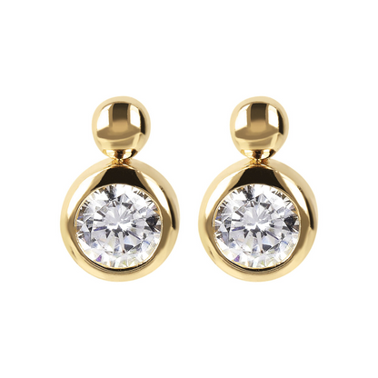 Golden Lobe Earrings with Light Point in Cubic Zirconia