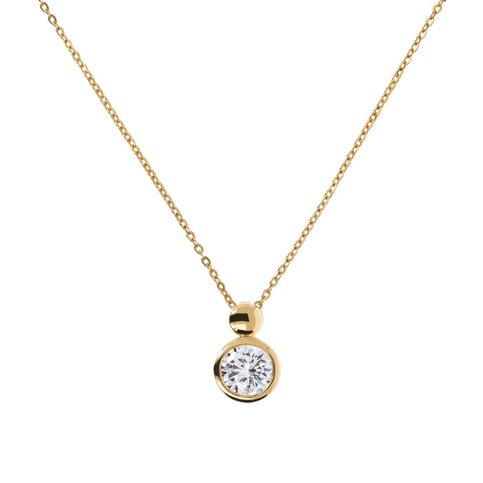 Golden Necklace with Light Point Pendant in Cubic Zirconia