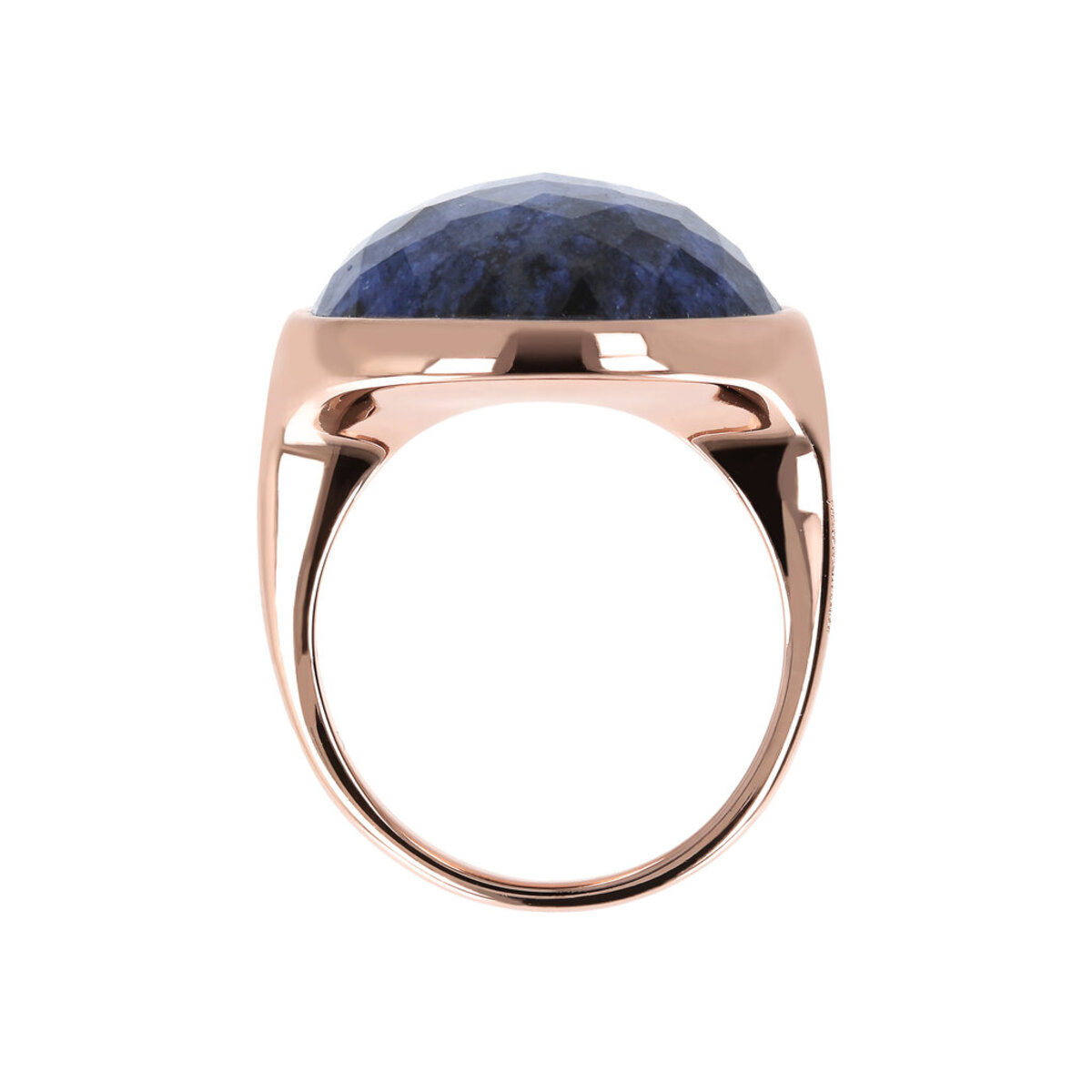 Cocktail Ring with Round Faceted Natural Stone