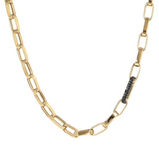 Golden Necklace Thick Forzatina Chain and Pavé Detail