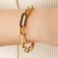 Golden Paperclip Thick Chain Bracelet with Pavé Element