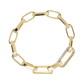 Golden Paperclip Thick Chain Bracelet with Pavé Element