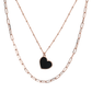 Forzatina Multistrand Necklace and Rosary Chain with Heart Pendant in Natural Stone