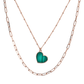 Forzatina Multistrand Necklace and Rosary Chain with Heart Pendant in Natural Stone