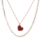 Forzatina Multistrand Necklace and Rosary Chain with Heart Pendant in Natural Stone