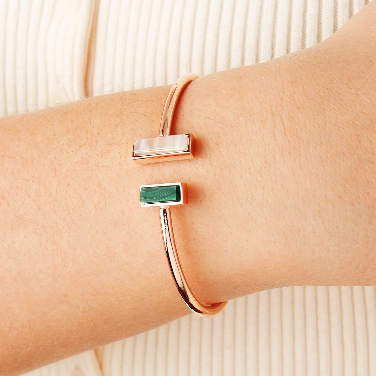 Contrarié Rigid Bracelet with Rectangular Natural Stones