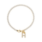 Golden Tennis Bracelet in Cubic Zirconia with Pavé Letter Pendant