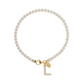 Golden Tennis Bracelet in Cubic Zirconia with Pavé Letter Pendant