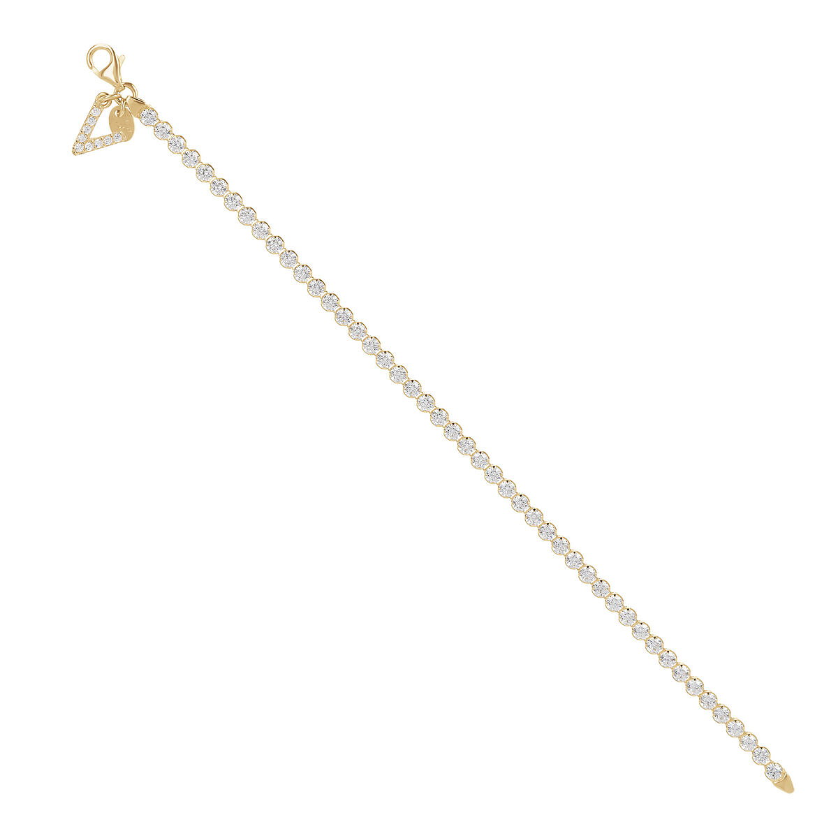 Golden Tennis Bracelet in Cubic Zirconia with Pavé Letter Pendant