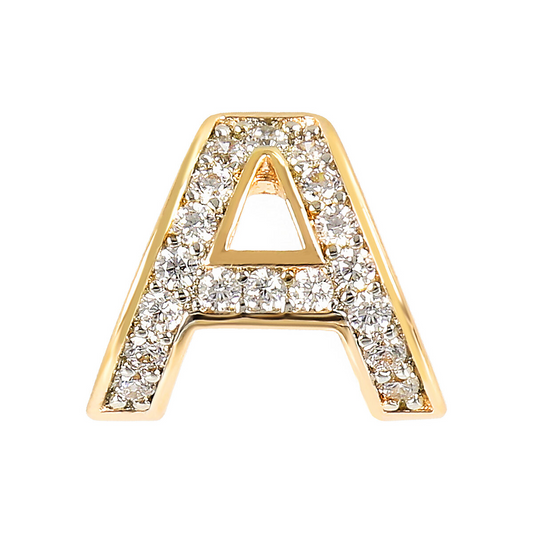 Golden Lobe Earrings with Pavé Letter in Cubic Zirconia