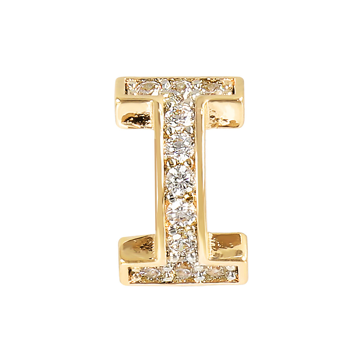 Golden Lobe Earrings with Pavé Letter in Cubic Zirconia