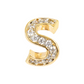 Golden Lobe Earrings with Pavé Letter in Cubic Zirconia