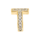 Golden Lobe Earrings with Pavé Letter in Cubic Zirconia