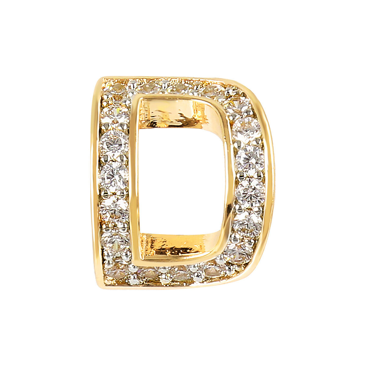 Golden Lobe Earrings with Pavé Letter in Cubic Zirconia