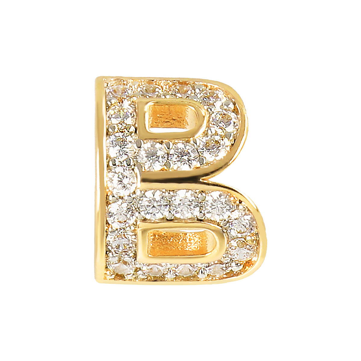 Golden Lobe Earrings with Pavé Letter in Cubic Zirconia