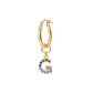 Golden Pendant Earring with Pavé Letter in Cubic Zirconia