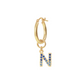 Golden Pendant Earring with Pavé Letter in Cubic Zirconia