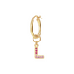 Golden Pendant Earring with Pavé Letter in Cubic Zirconia