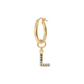 Golden Pendant Earring with Pavé Letter in Cubic Zirconia
