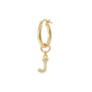Golden Pendant Earring with Pavé Letter in Cubic Zirconia