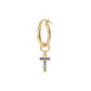 Golden Pendant Earring with Pavé Letter in Cubic Zirconia