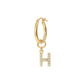 Golden Pendant Earring with Pavé Letter in Cubic Zirconia