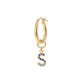 Golden Pendant Earring with Pavé Letter in Cubic Zirconia