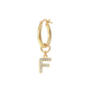 Golden Pendant Earring with Pavé Letter in Cubic Zirconia
