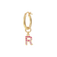 Golden Pendant Earring with Pavé Letter in Cubic Zirconia