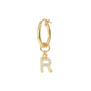 Golden Pendant Earring with Pavé Letter in Cubic Zirconia
