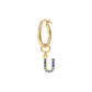 Golden Pendant Earring with Pavé Letter in Cubic Zirconia