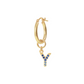 Golden Pendant Earring with Pavé Letter in Cubic Zirconia