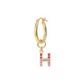 Golden Pendant Earring with Pavé Letter in Cubic Zirconia