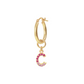 Golden Pendant Earring with Pavé Letter in Cubic Zirconia