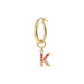 Golden Pendant Earring with Pavé Letter in Cubic Zirconia