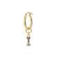 Golden Pendant Earring with Pavé Letter in Cubic Zirconia