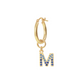 Golden Pendant Earring with Pavé Letter in Cubic Zirconia