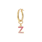 Golden Pendant Earring with Pavé Letter in Cubic Zirconia