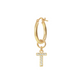 Golden Pendant Earring with Pavé Letter in Cubic Zirconia