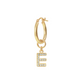 Golden Pendant Earring with Pavé Letter in Cubic Zirconia