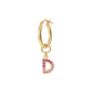 Golden Pendant Earring with Pavé Letter in Cubic Zirconia