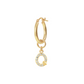 Golden Pendant Earring with Pavé Letter in Cubic Zirconia