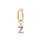 Golden Pendant Earring with Pavé Letter in Cubic Zirconia