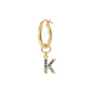 Golden Pendant Earring with Pavé Letter in Cubic Zirconia