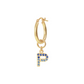 Golden Pendant Earring with Pavé Letter in Cubic Zirconia