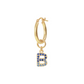 Golden Pendant Earring with Pavé Letter in Cubic Zirconia