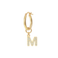Golden Pendant Earring with Pavé Letter in Cubic Zirconia