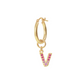 Golden Pendant Earring with Pavé Letter in Cubic Zirconia