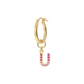Golden Pendant Earring with Pavé Letter in Cubic Zirconia