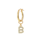Golden Pendant Earring with Pavé Letter in Cubic Zirconia